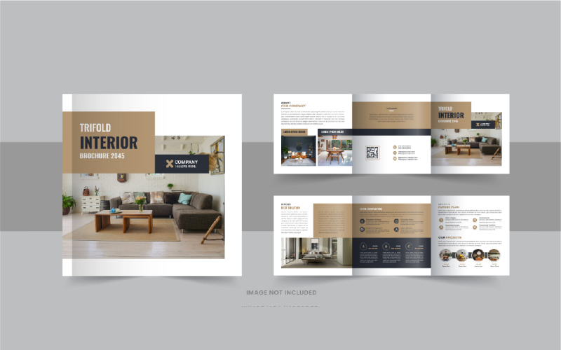 Interior square trifold, Interior magazine or interior portfolio design Corporate Identity