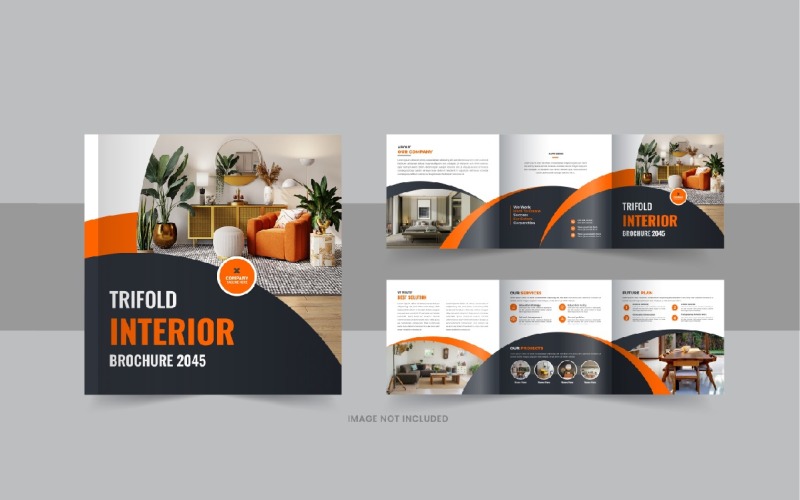 Interior square trifold, Interior magazine or interior portfolio template Corporate Identity