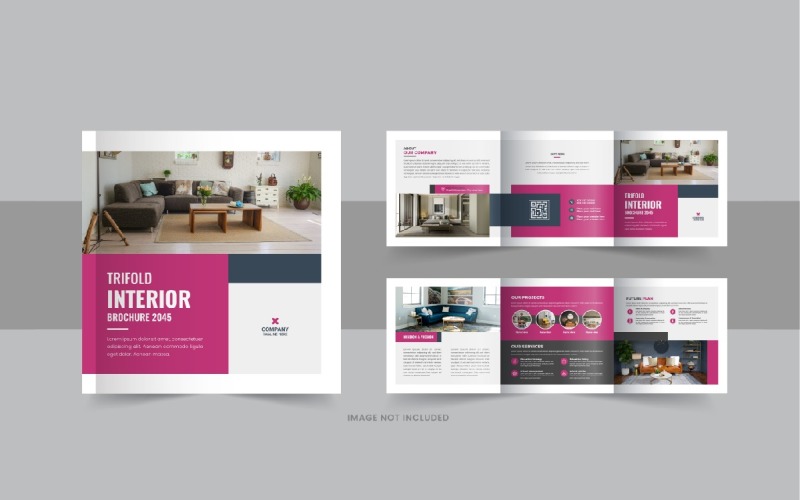 Interior square trifold, Interior magazine or interior portfolio Corporate Identity
