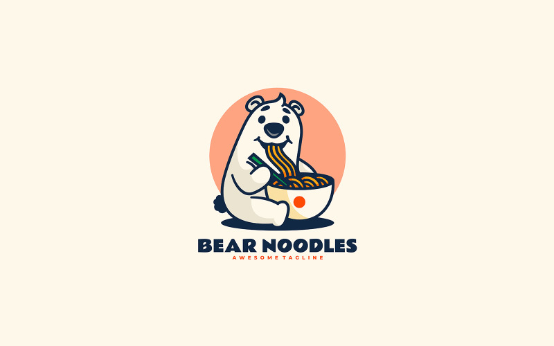 Bear Noodle Mascot Cartoon Logo Logo Template