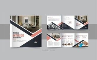 Interior square trifold, Interior magazine or interior portfolio template design layout