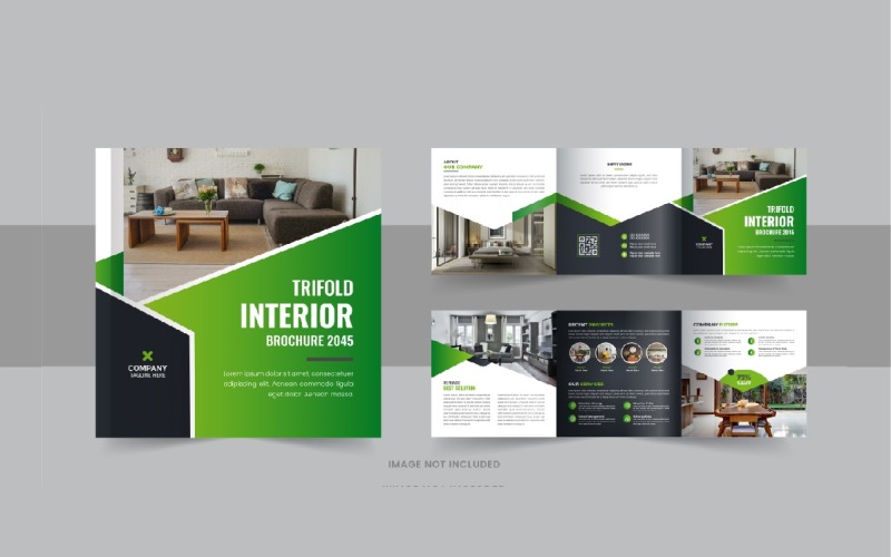 Interior square trifold, Interior magazine or interior portfolio template layout Corporate Identity