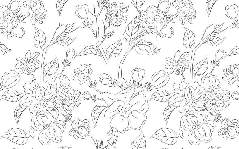 Jasmine Vector Flower Line Art Pattern