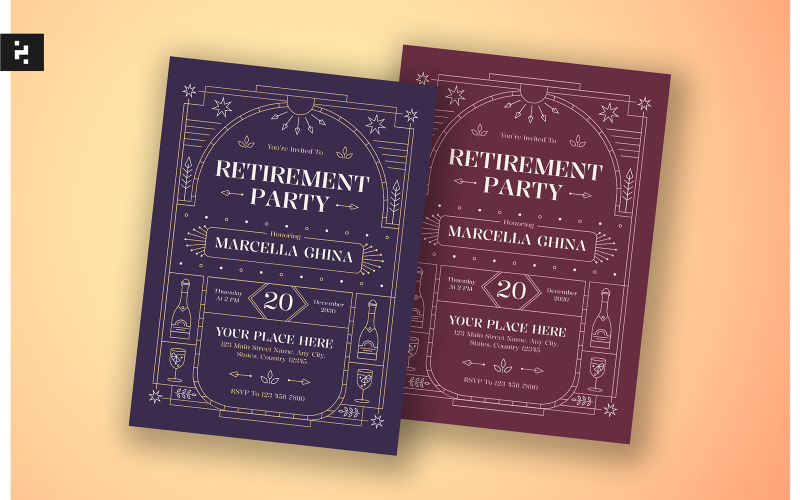 Retirement Party Invitation Art Deco Corporate Identity