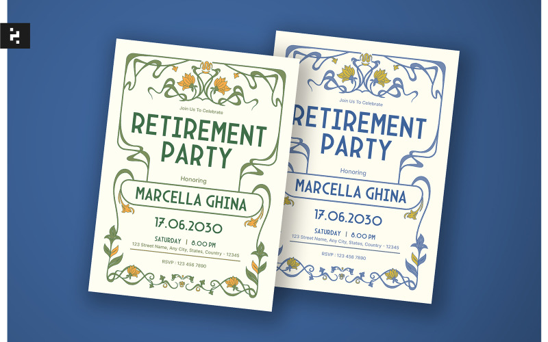 Retirement Party Invitation Art Nouveau Corporate Identity