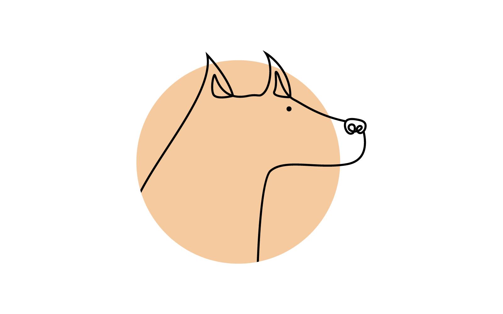 Diseño plano de vector de ilustración de línea de cabeza de perro