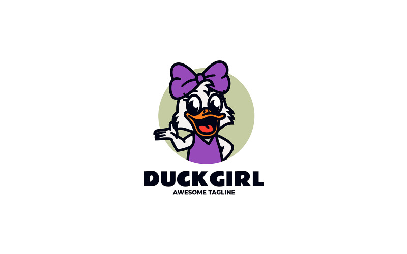 Duck Girl Mascot Cartoon Logo Logo Template