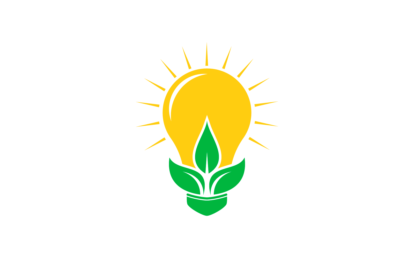 Glödlampa natur logotyp vektor platt design