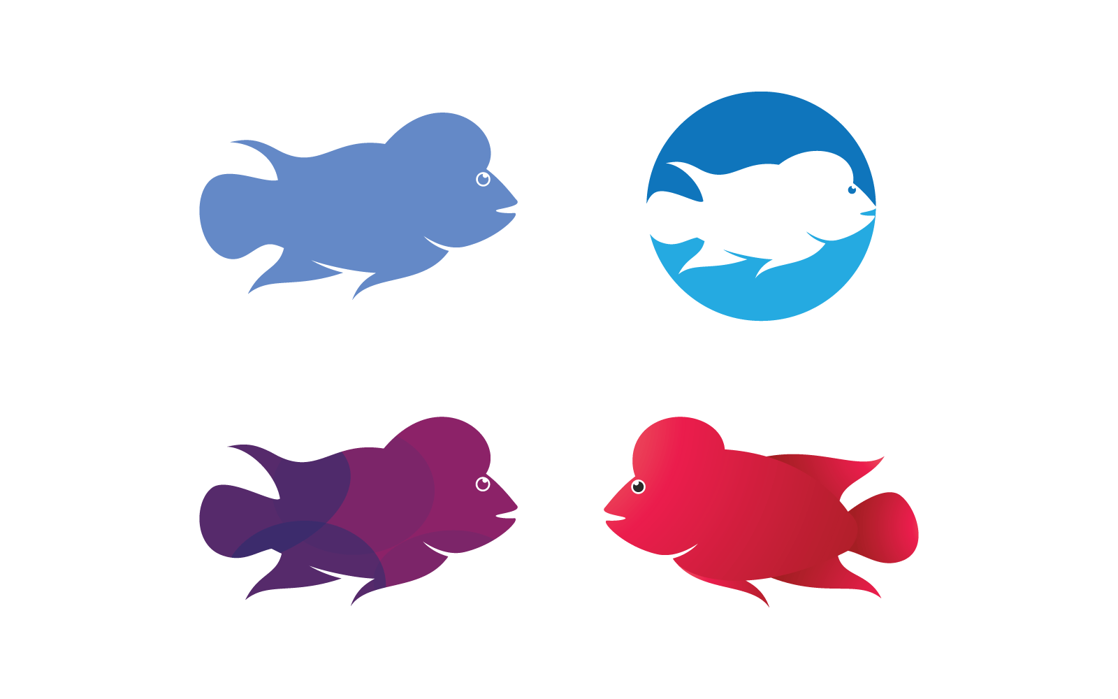 Ryby ilustrace plochý design šablony vektor