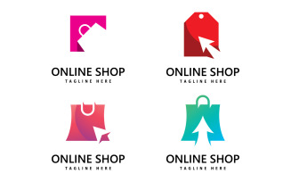 shopping bag store logo. online shopping logo design V9