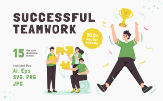 Flatty - Successful Teamwork Illustration Set