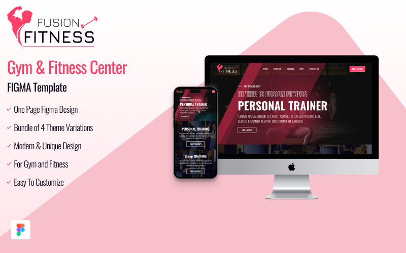 Fusion Fitness Figma Template UI Element