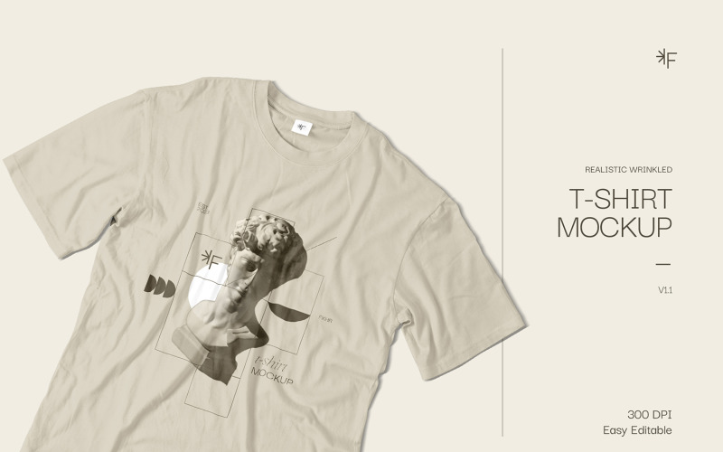 Realistic Wrinkled T-Shirt Mockup Product Mockup