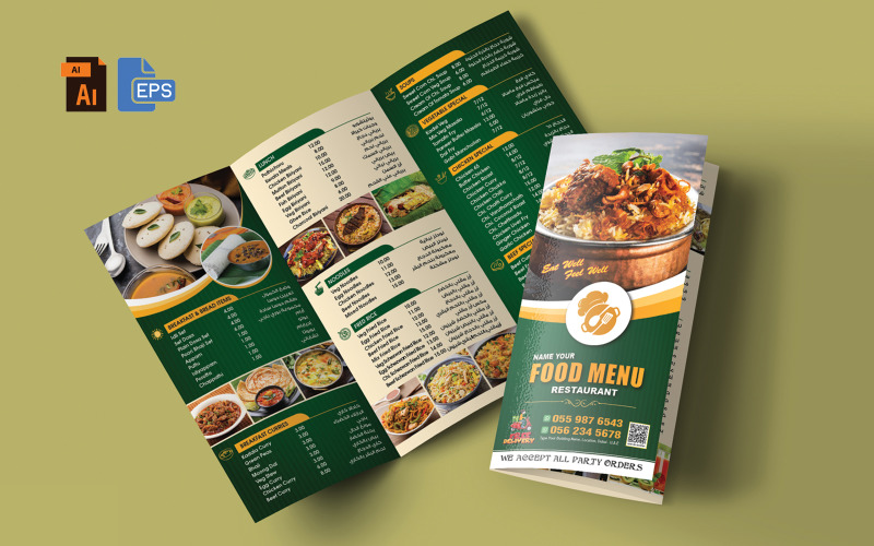 Restaurant 3 Fold Food Menu Corporate Identity