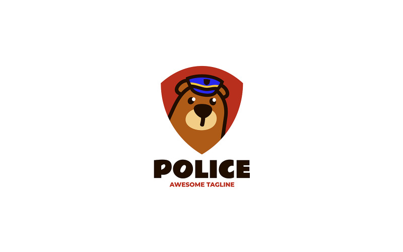 Bear Police Mascot Cartoon Logo Logo Template