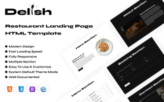 Delish Restaurant HTML Responsive Landing Page