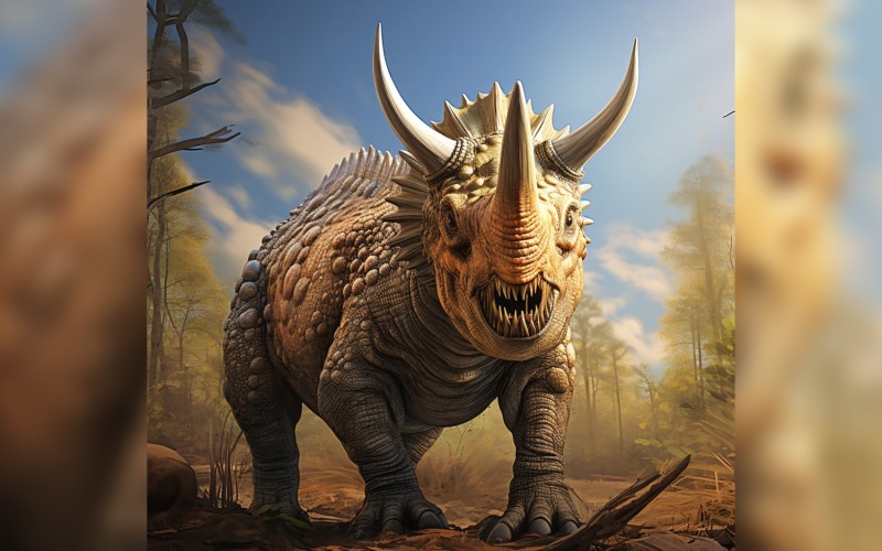 Torosaurus Dinosaur realistic Photography 2 . Illustration