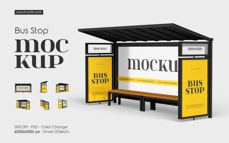 Bus Stop Mockup PSD Template Product Mockup