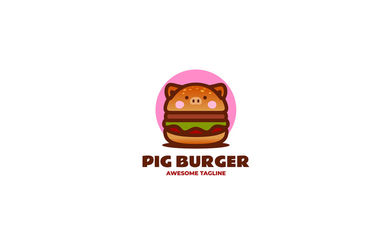 Pig Burger Mascot Cartoon Logo Logo Template
