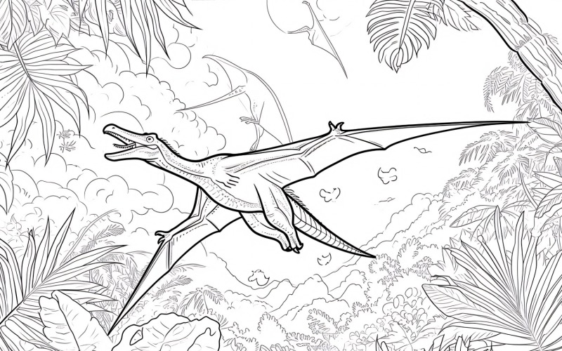 Pteranodon Dinosaur Colouring Pages 3 Illustration