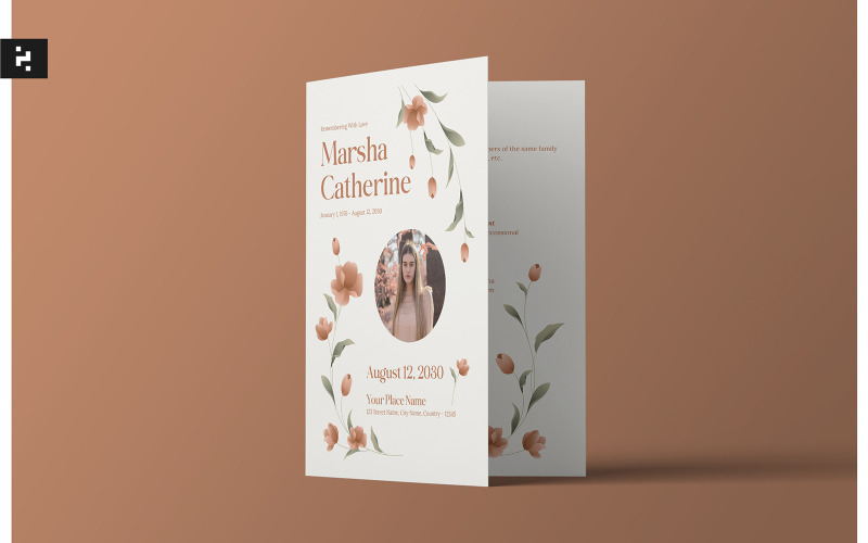 White Floral Funeral Program Corporate Identity