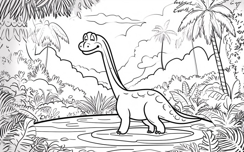 Apatosaurus Dinosaur Colouring Pages 4 Illustration