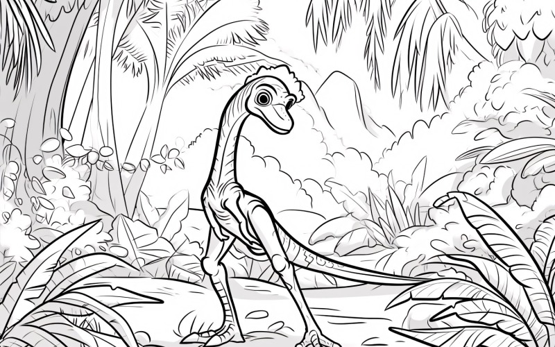 Compsognathus Dinosaur Colouring Pages 2 Illustration