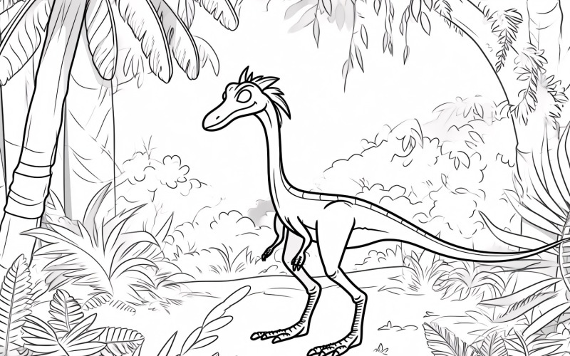 Compsognathus Dinosaur Colouring Pages 3 Illustration