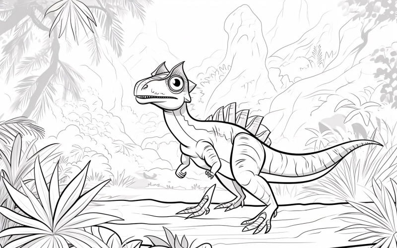 Dilophosaurus Dinosaur Colouring Pages 1 Illustration