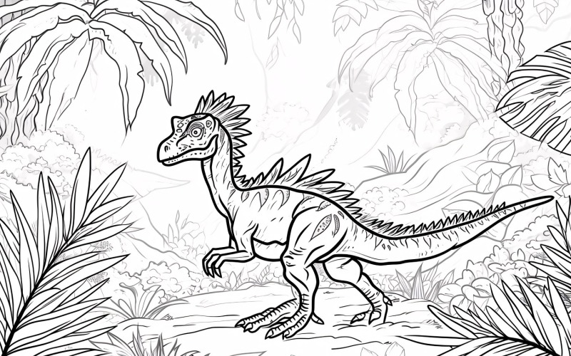 Dilophosaurus Dinosaur Colouring Pages 2 Illustration