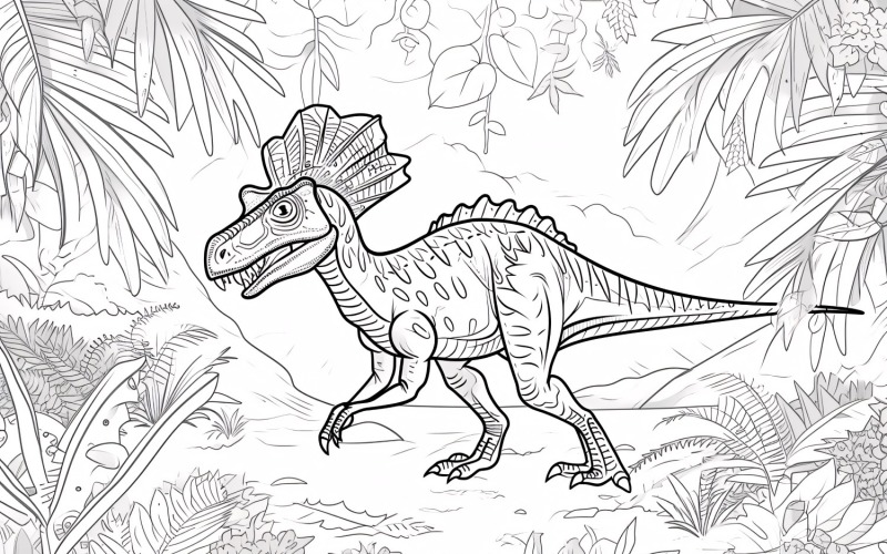 Dilophosaurus Dinosaur Colouring Pages 3. Illustration