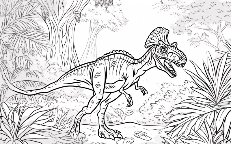 Dilophosaurus Dinosaur Colouring Pages 4. Illustration