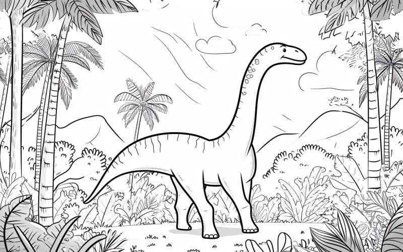 Diplodocus Dinosaur Colouring Pages 2 Illustration