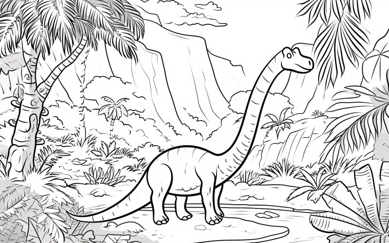 Diplodocus Dinosaur Colouring Pages 4 Illustration