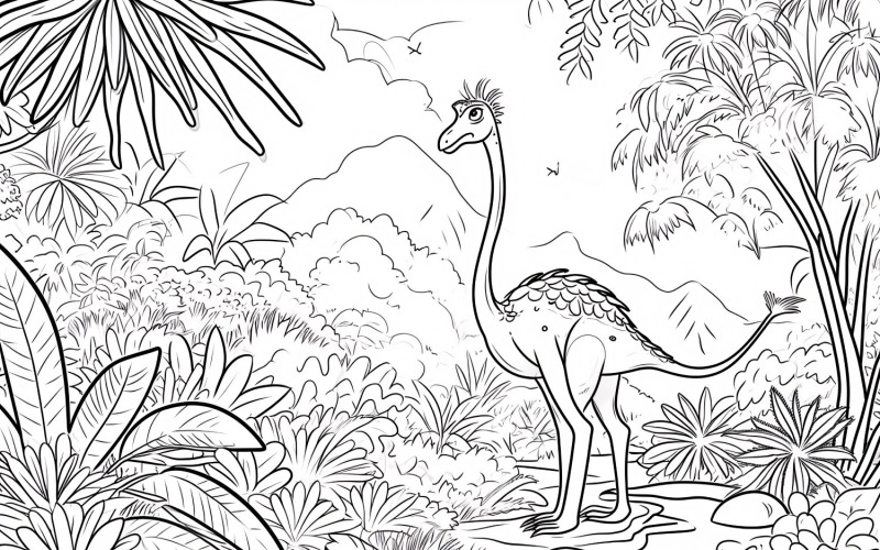 Gallimimus Dinosaur Colouring Pages 1 Illustration