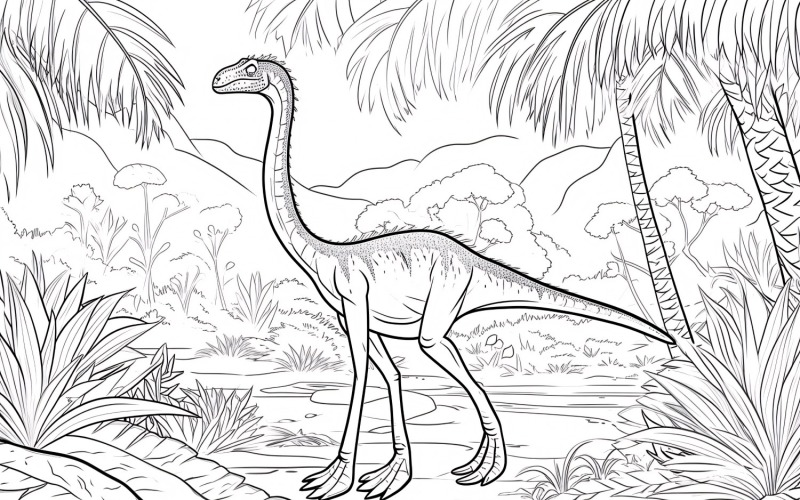Gallimimus Dinosaur Colouring Pages 2 Illustration