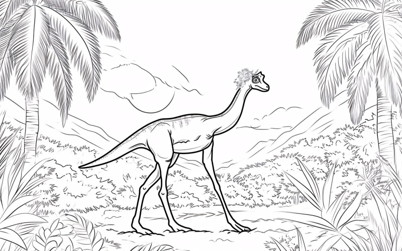 Gallimimus Dinosaur Colouring Pages 4 Illustration