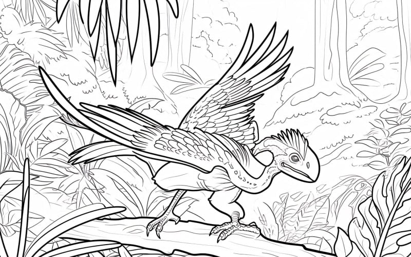 Microraptor Dinosaur Colouring Pages 1 Illustration