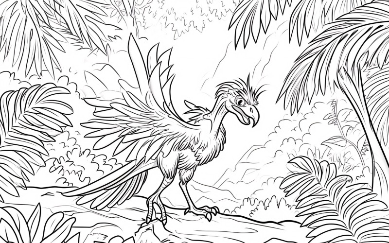 Microraptor Dinosaur Colouring Pages 3 Illustration