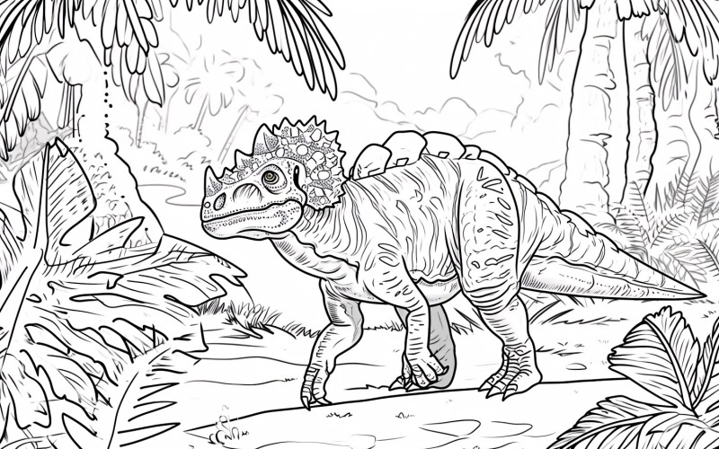 Pachycephalosaurus Dinosaur Colouring Pages 4 Illustration