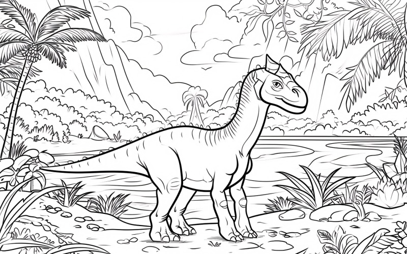 Parasaurolophus Dinosaur Colouring Pages 1 Illustration