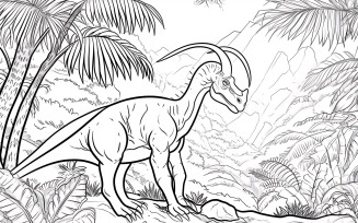 Parasaurolophus Dinosaur Colouring Pages 4