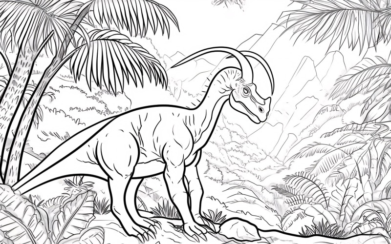 Parasaurolophus Dinosaur Colouring Pages 4 Illustration