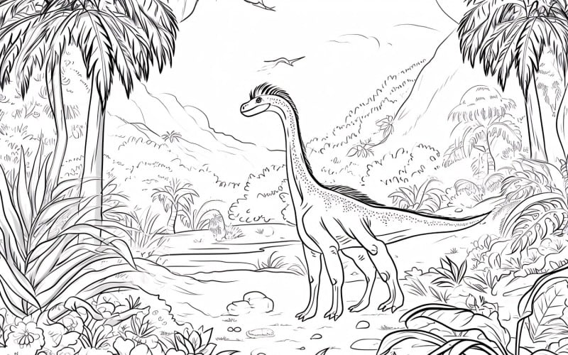 Therizinosaurus Dinosaur Colouring Pages 1 Illustration