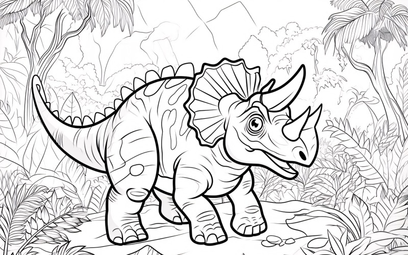 Torosaurus Dinosaur Colouring Pages 1 Illustration