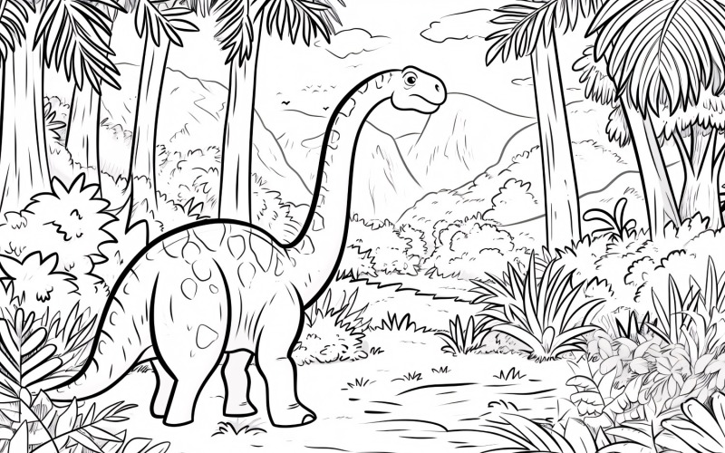 Brontosaurus Dinosaur Colouring Pages 3 Illustration