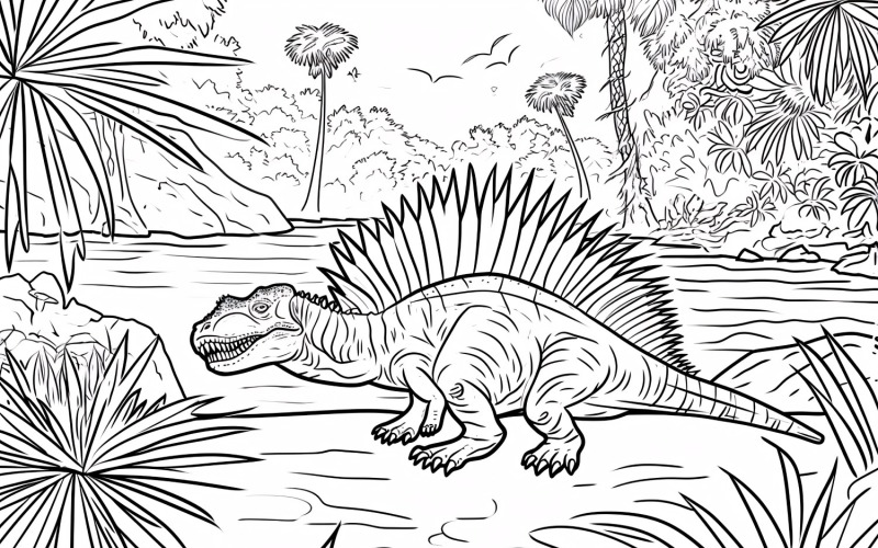 Dimetrodon Dinosaur Colouring Pages 1 Illustration