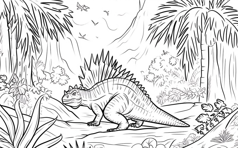 Dimetrodon Dinosaur Colouring Pages 4 Illustration
