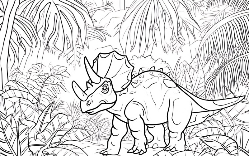 Torosaurus Dinosaur Colouring Pages 3 Illustration