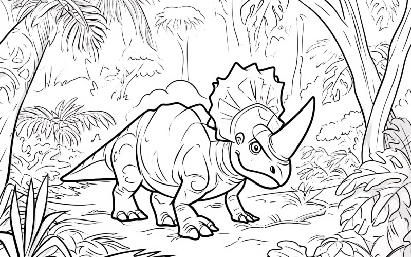 Torosaurus Dinosaur Colouring Pages 4 Illustration